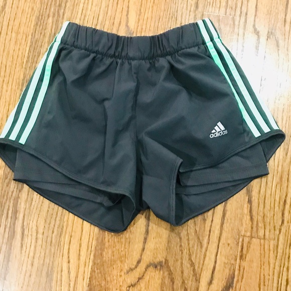 adidas Pants - Adidas climalite running shorts, gray/green. Small
